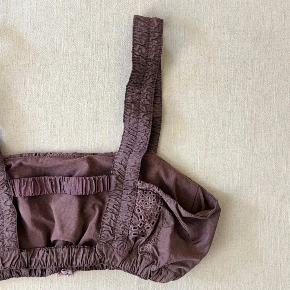 Free People Movement You Bet Eyelet Crop Top Mauve Medium Festival Gorpcore